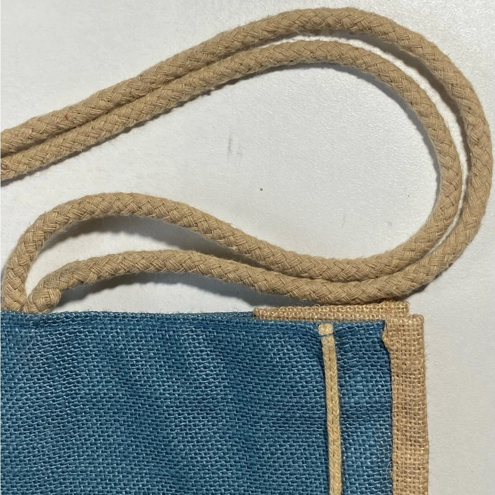 Montage Laguna Beach Resort Large Cornflower Blue Natural Jute Tote Bag Like New - Picture 7 of 16